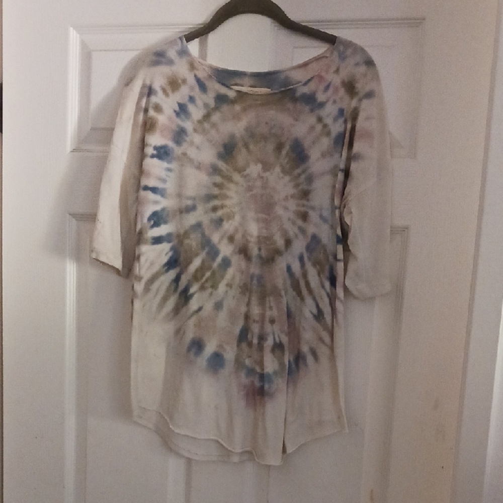 Raquel Allegra Multicolor Tie-Dye Short Sleeve Top